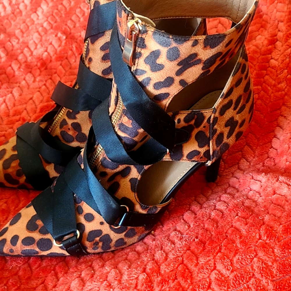 Cheetah print high heel shoes